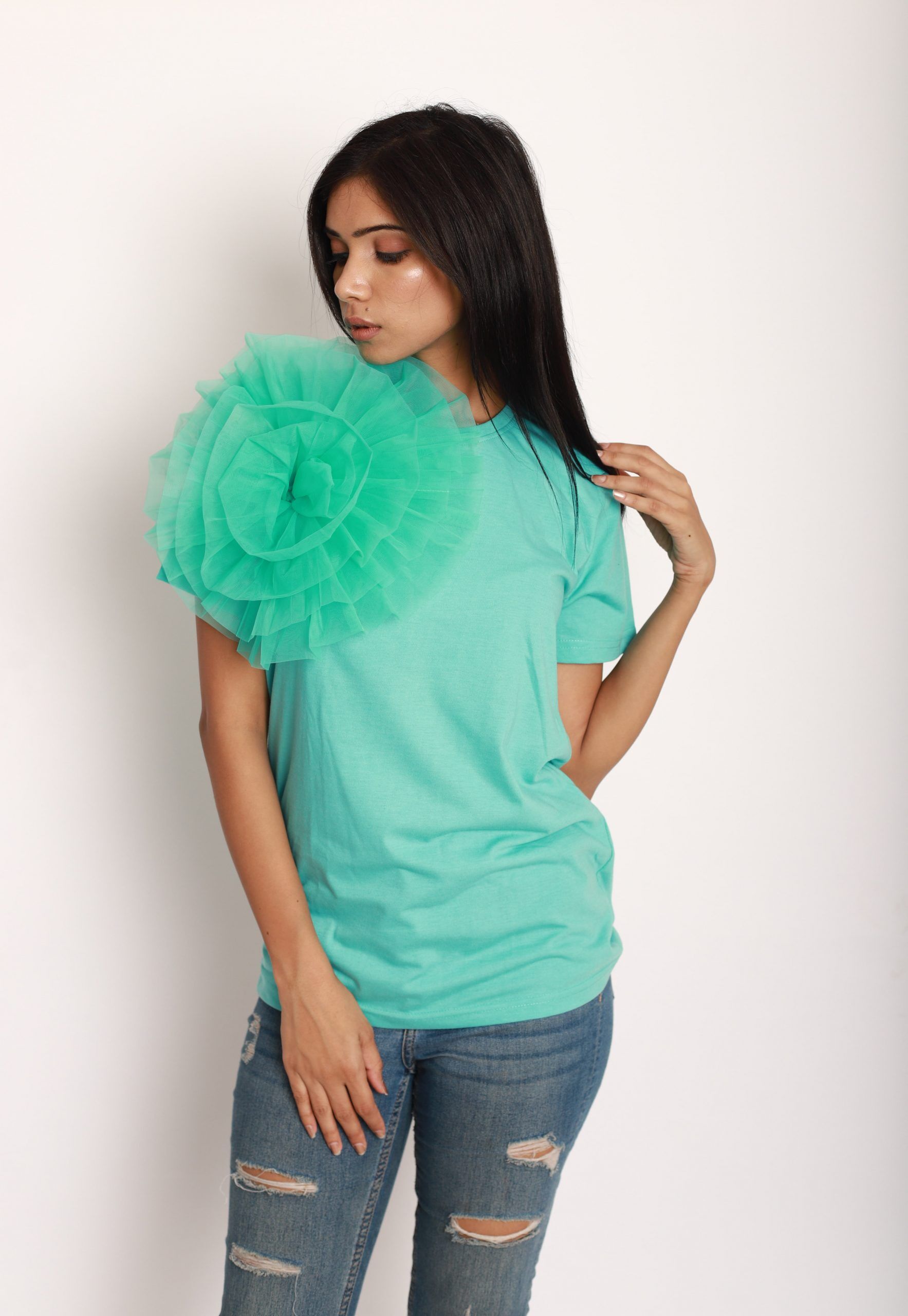 Aqua Blue Flower Tshirt