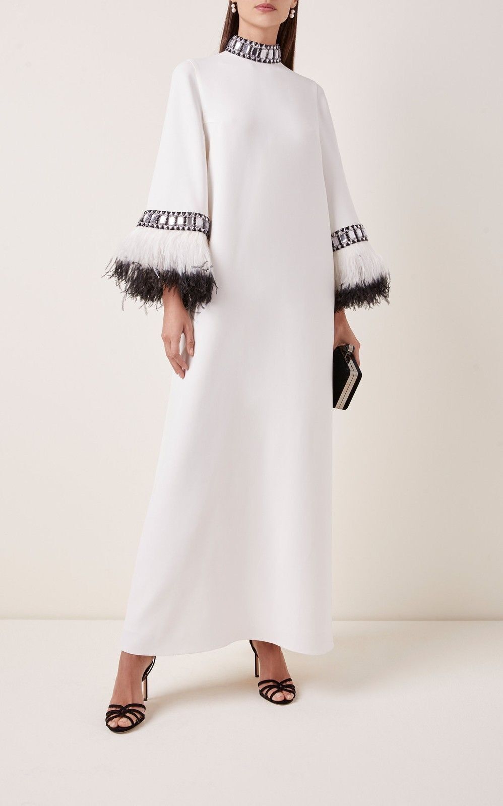 Exclusive Embellished Crepe Feather Dress