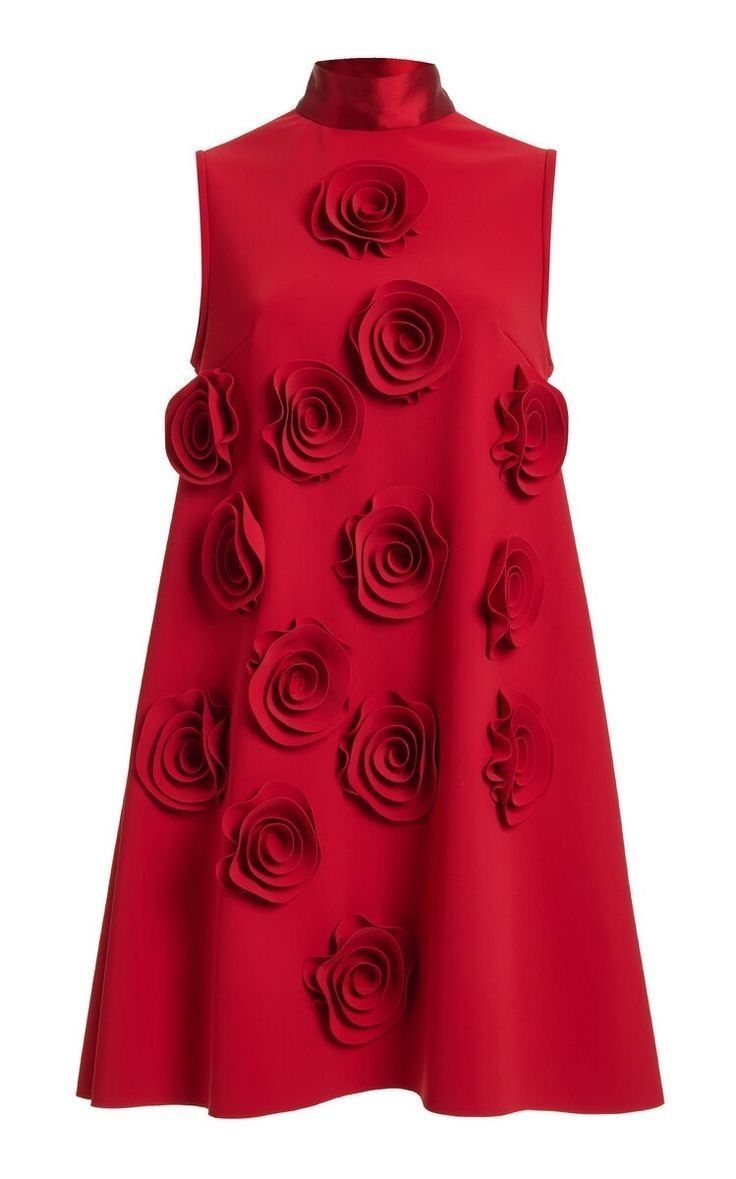 Red Floral Appliqué Dress